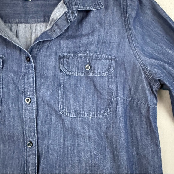 St. John's Bay Shirt Women's Large Chambray Long Sleeve Button Down Embroidered - Picture 5 of 11
